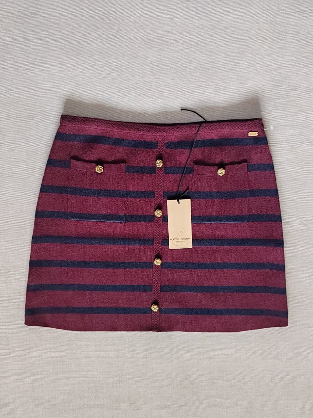 Scotch & Soda NWT Striped Knit Mini Skirt with Gold Buttons - XL - Picture 15 of 15